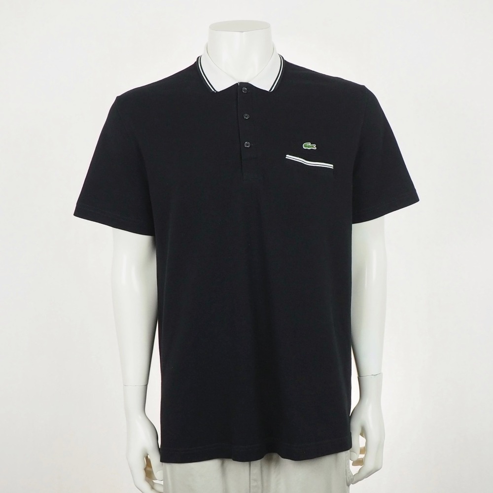 Lacoste Polo Shirt Mens 7 XL Black Regular Fit Cotton Pique Golf Casual Pocket